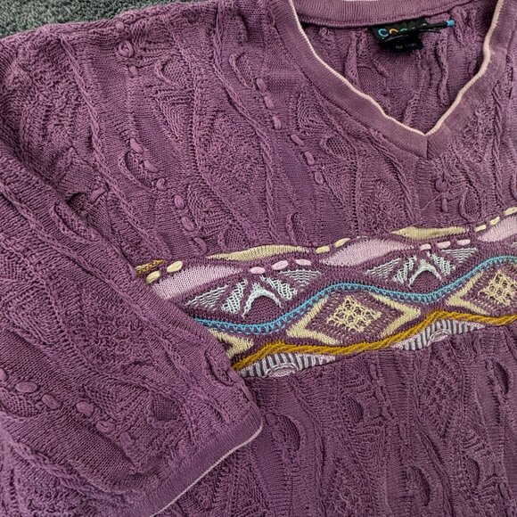 COOGI Australia Sweater Purple Short Sleeve XL Long 3D Knit Pullover Adult Uni - Picture 10 of 16
